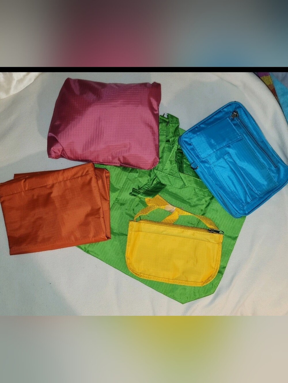 Avon 5 Piece Bright Travel Bag Set From Avon Foldaway Multicolored Nylon Blend